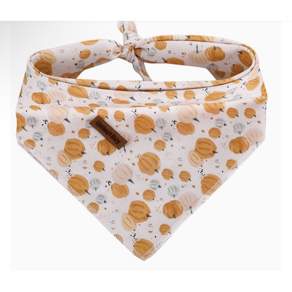 Dog Bandana 1 Pack Washable Soft Cotton Halloween Pumpkin Bibs Scarf Adjustab...